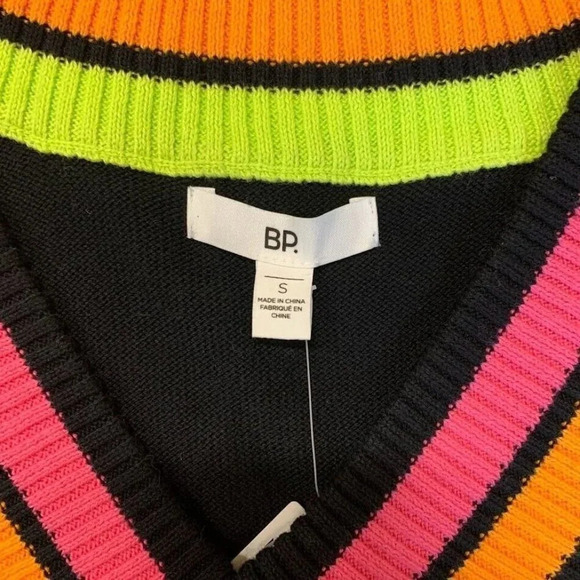 BP Be Proud By Gender Inclusive Stripe Detail Sweater In Multi Stripe SZ S NWT - Picture 5 of 9